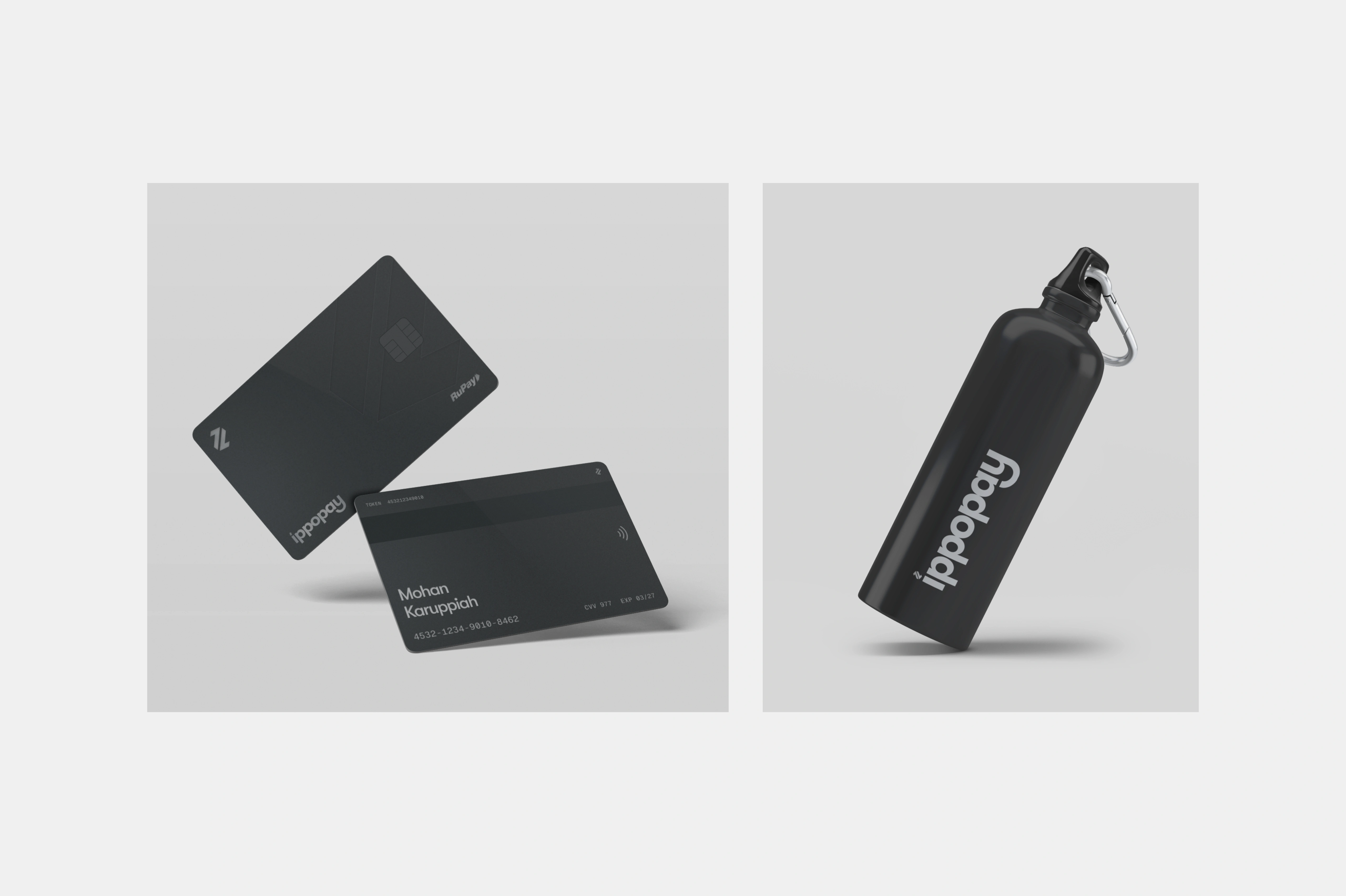 ippopay branding — card-and-bottle