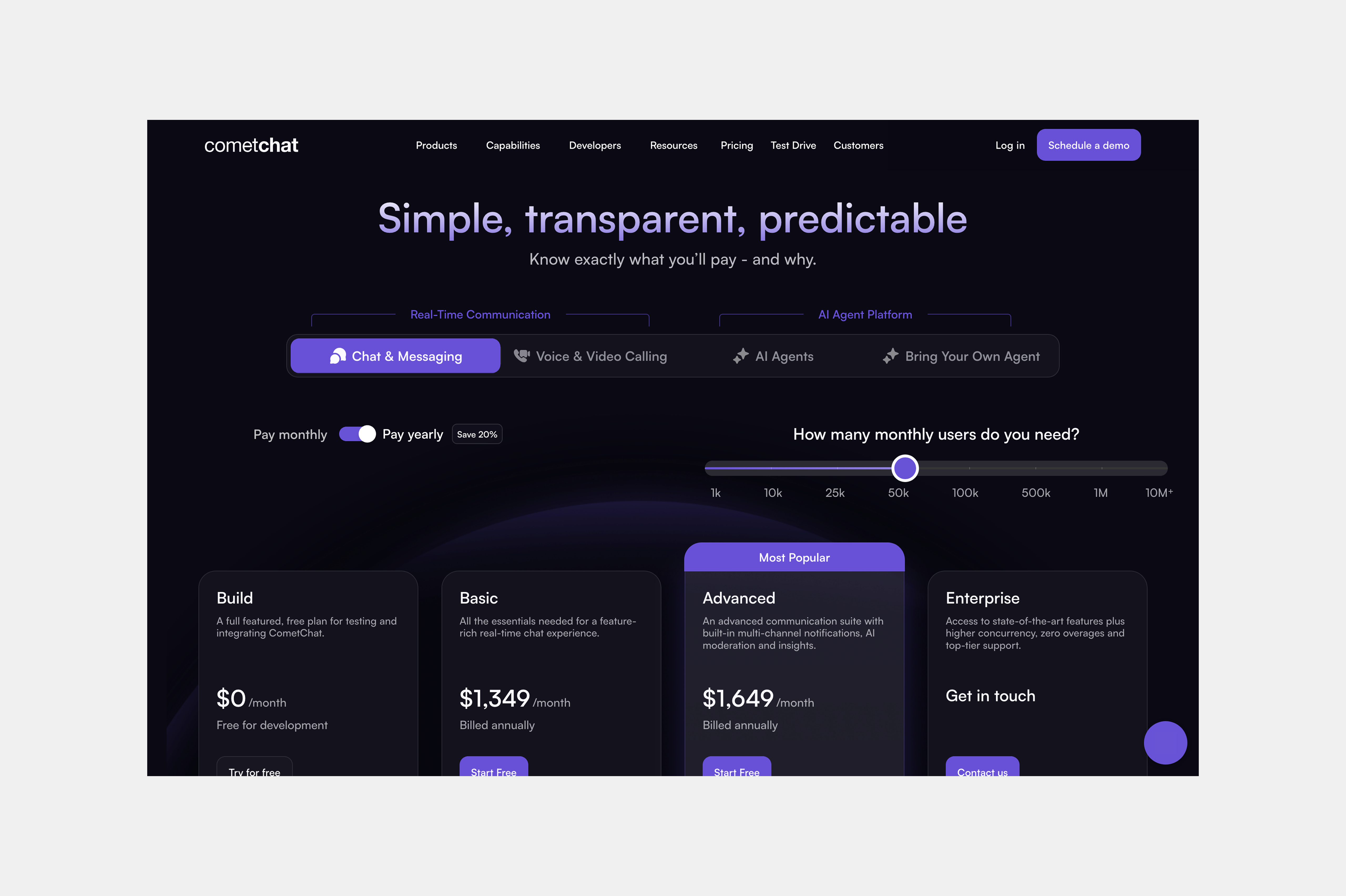 comet chat — pricing-hero